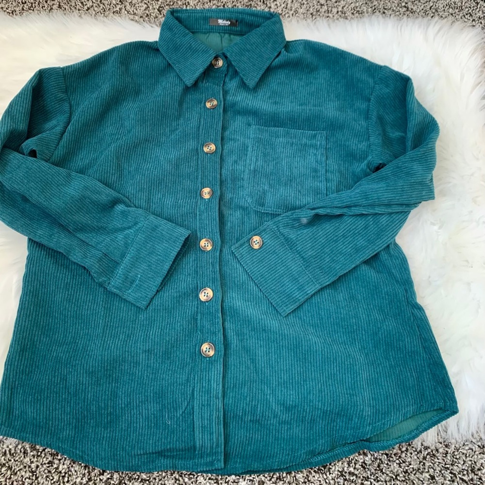 Faux Corduroy Jacket | Teal